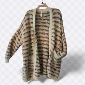 Rainbow Striped Open Front Women's Cardigan